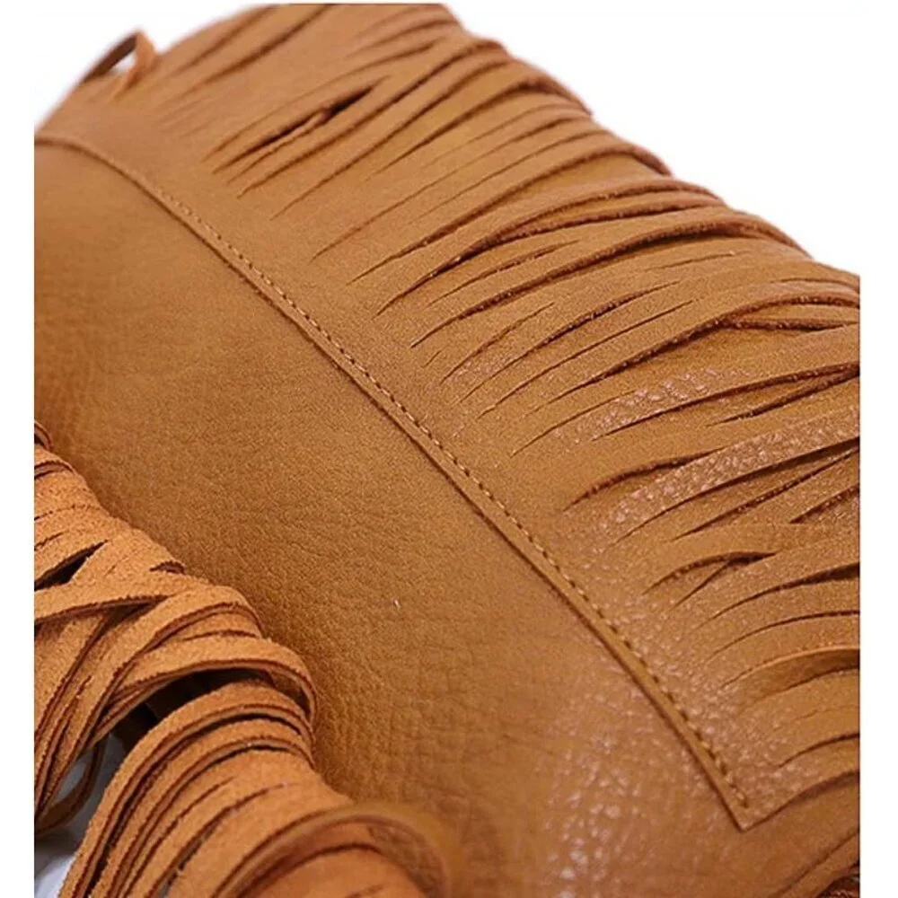 Fringe Crossbody Bag Bohemian Leather Small Shoulder Purse for Women
